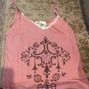 Beautiful Purple Heart Embelished Tank Top Size L